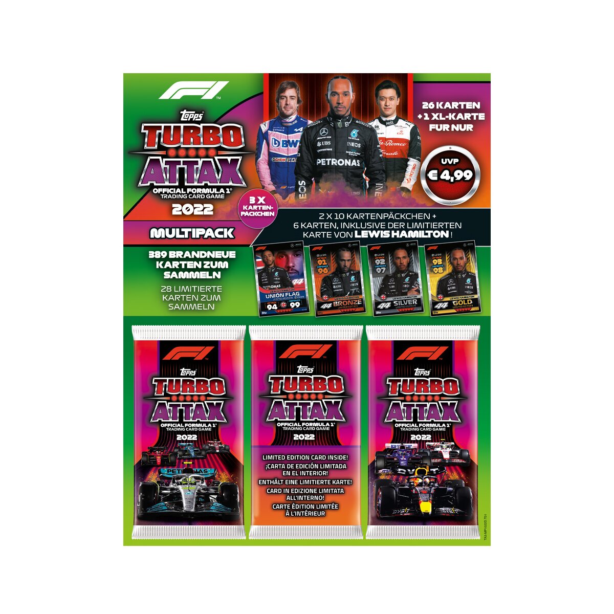 Topps Turbo Attax Formel 1 2022 1 Multipack Grün 4 99