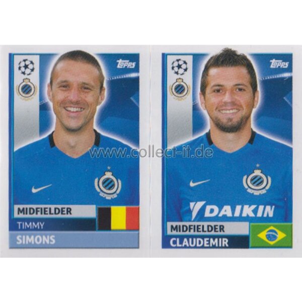 CL1617 - Sticker - BRU10+11 - Timmy Simons+Claudemir [Club Brugge KV]