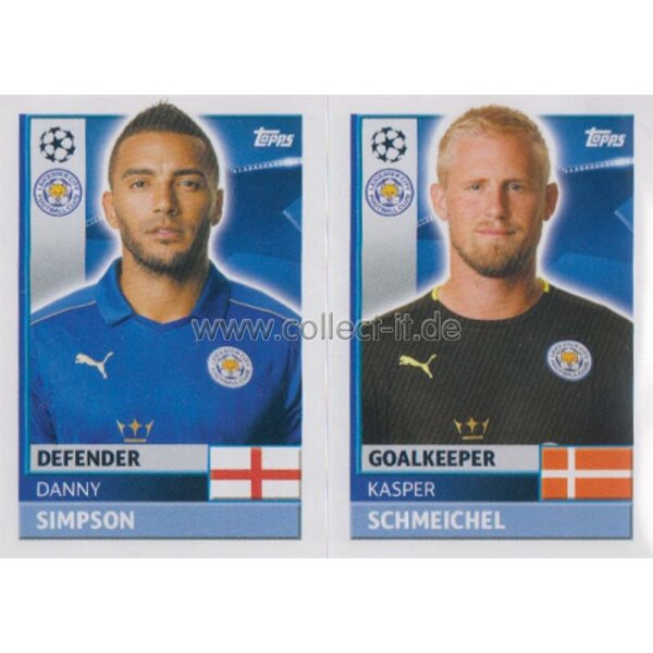 CL1617 - Sticker - LEI04+05 - Danny Simpson+Kasper Schmeichel [Leicester City]