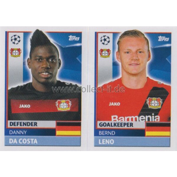 CL1617 - Sticker - LEV04+05 - Danny Da Costa+Bernd Leno [Bayer Leverkusen]