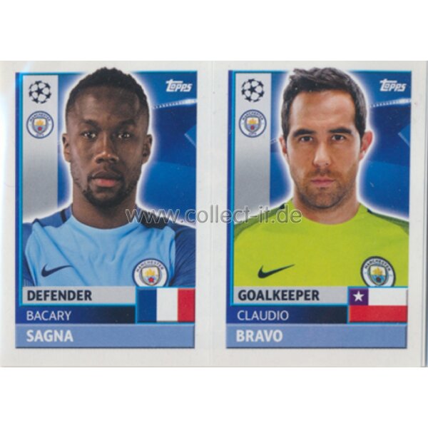 CL1617 - Sticker - QFG03+04 - Bacary Sagna+Claudio Bravo [Manchester City FC]