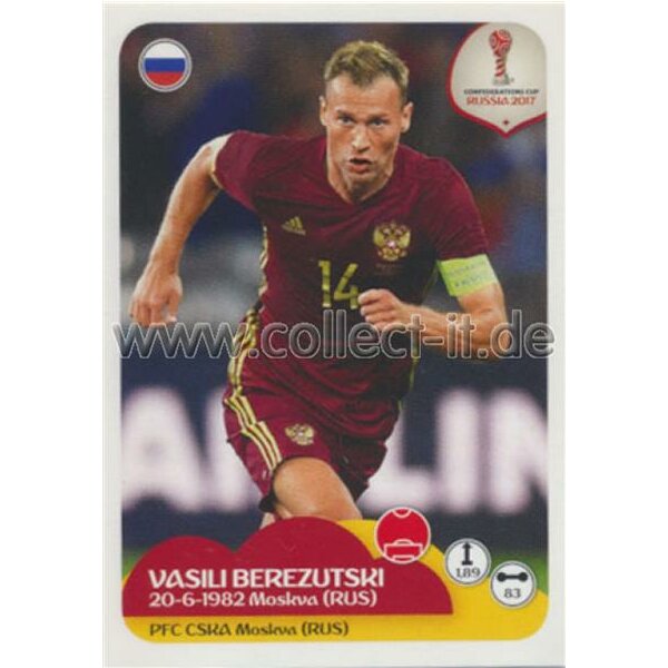 Confederations Cup 2017 - Sticker 41 - Vasili Berezutski