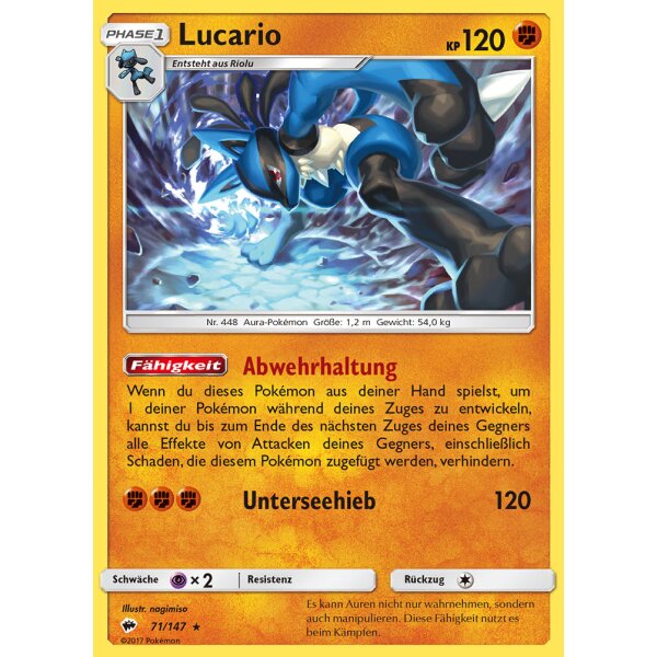 71/147 Lucario - Holo - Sonne und Mond - Nacht in Flammen