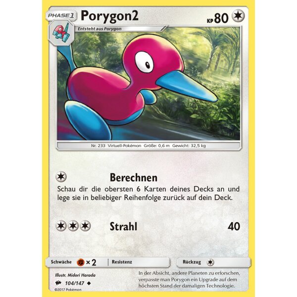 104/147 Porygon2 - Sonne und Mond - Nacht in Flammen