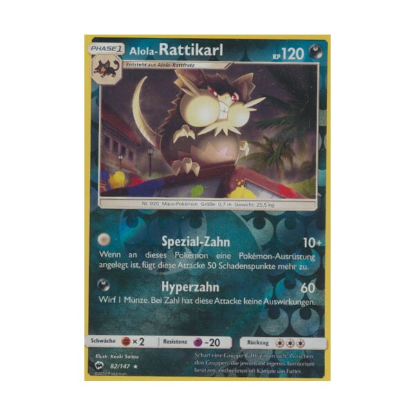 82/147 Alola-Rattikarl - Reverse Holo - Nacht in Flammen