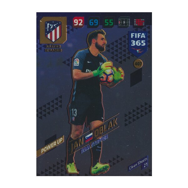 Fifa 365 Cards 2018 - 407 - Jan Oblak - Power UP - Goal Stoppers