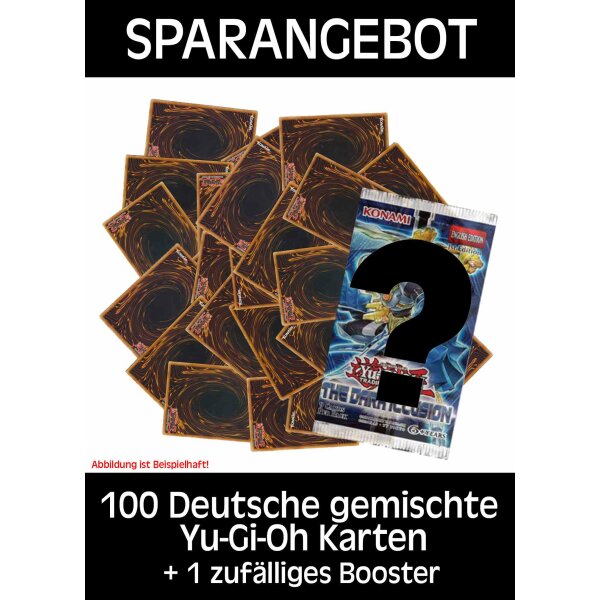 Konami - Yu-Gi-Oh! - Sparangebot - 100 deutsche gemischte Karten + 1 Booster unserer Wahl