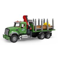 Bruder 2824 - MACK Granite Holztransport;LKW, Ladekran,Greifer+3 Baumstämmen