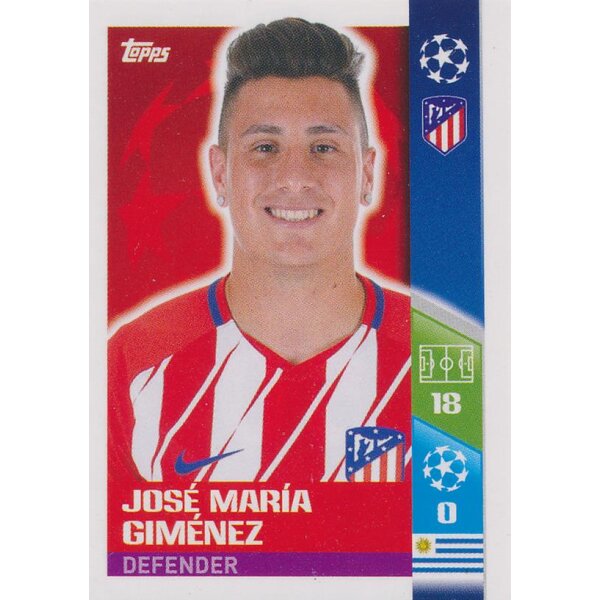 CL1718 - Sticker 50 - José Maria Giménez Club - Atlético de Madrid