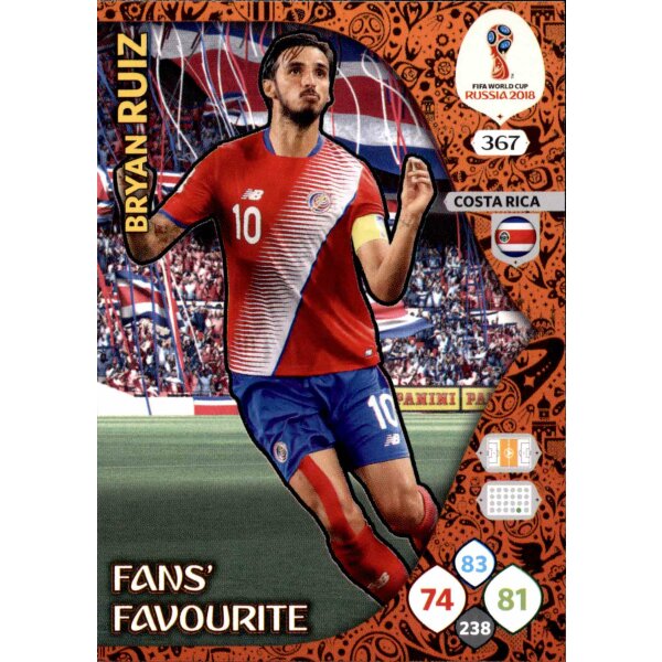 Panini WM Russia 2018 -  Nr. 367 - Bryan Ruiz - Fans Favourite