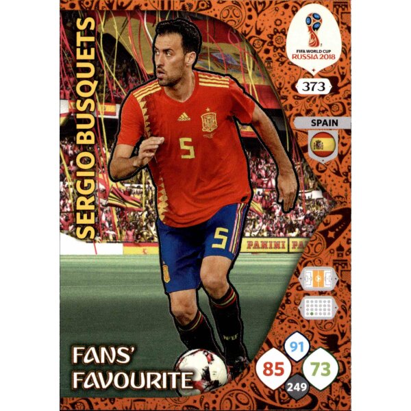 Panini WM Russia 2018 -  Nr. 373 - Sergio Busquets - Fans Favourite