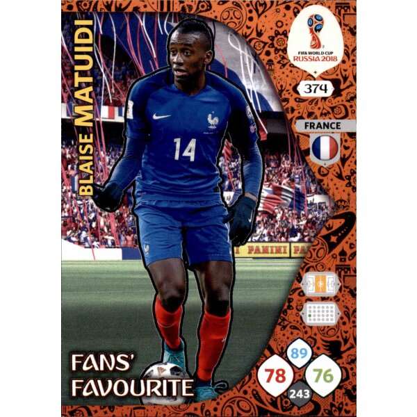 Panini WM Russia 2018 -  Nr. 374 - Blaise Matuidi - Fans Favourite