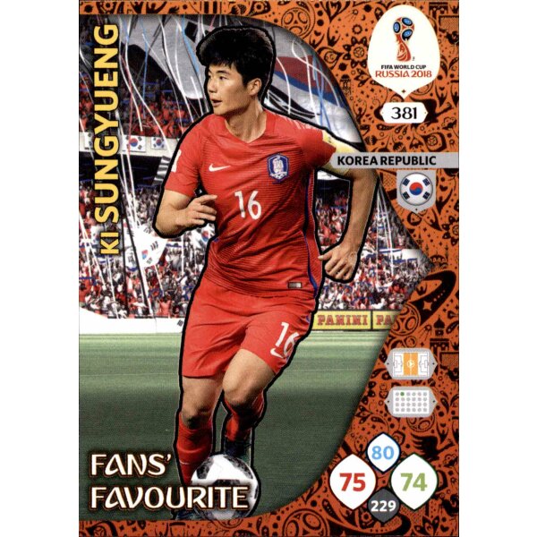 Panini WM Russia 2018 -  Nr. 381 - Ki Sung-Yueng - Fans Favourite