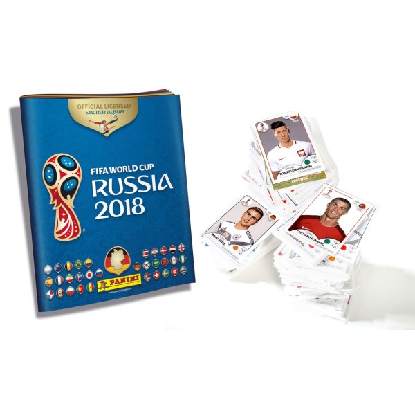 Panini WM Russia 2018 Sticker - 1 Komplettsatz ALLE Sticker der Serie + 1 Album