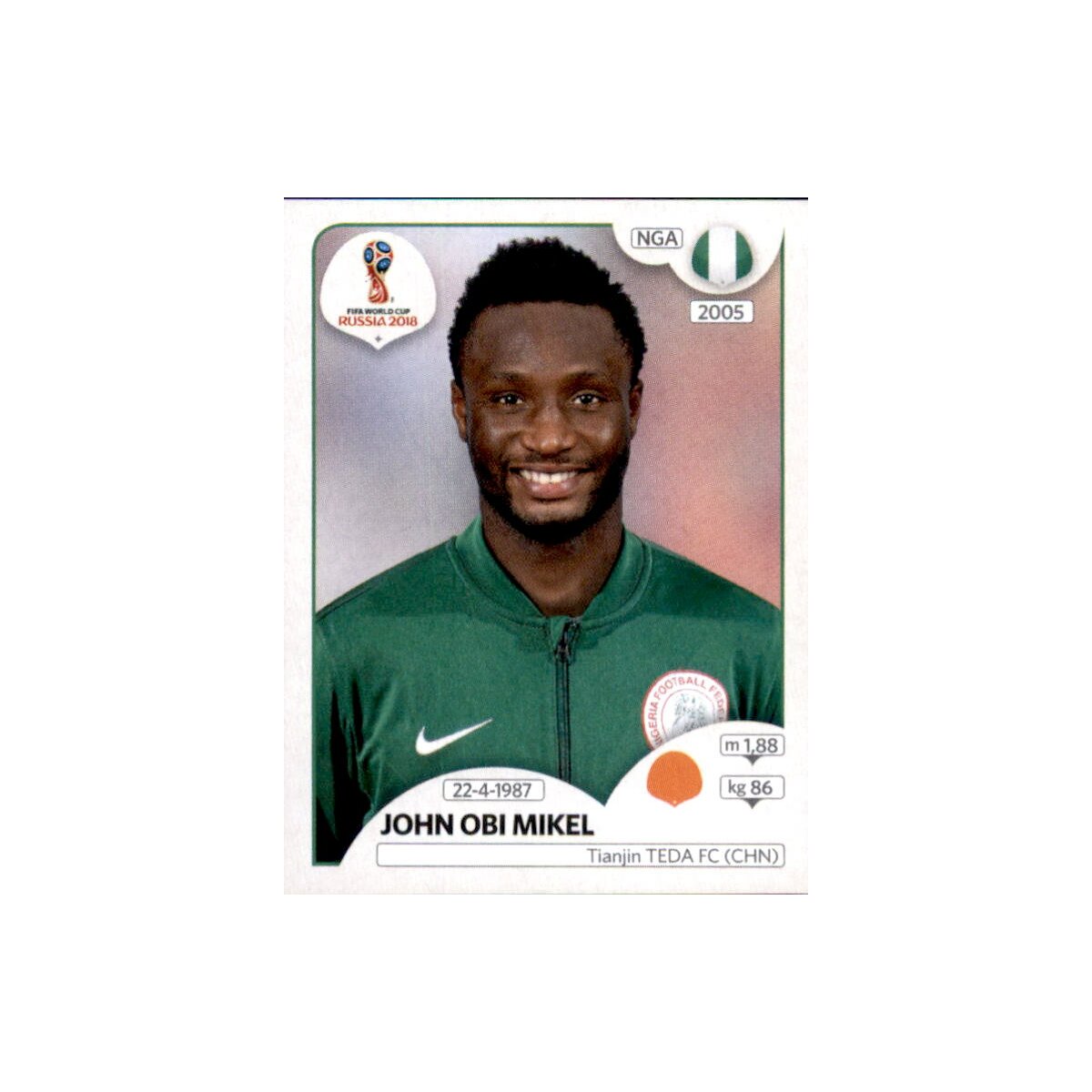 Panini Wm 2018 Sticker 341 John Obi Mikel Nigeria 0 39