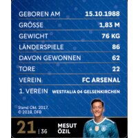 21 - Mesut Özil - REWE WM18 Sammelkarte