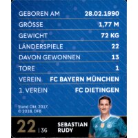 22 - Sebastian Rudy - REWE WM18 Sammelkarte