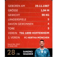 28 - Sandro Wagner - REWE WM18 Sammelkarte