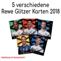 WM 2018 REWE Sammelkarten - 5 verschiedene GLITZER Karten