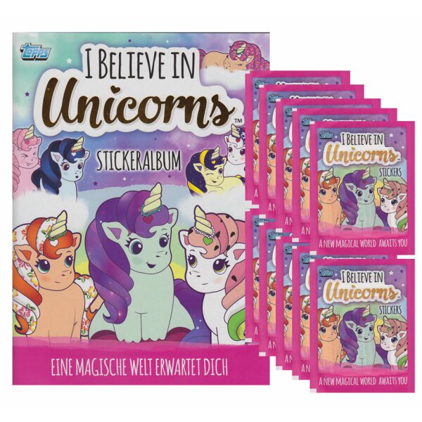 Topps - I believe in Unicorns - Sammelsticker - 1 Album + 10 Tüten