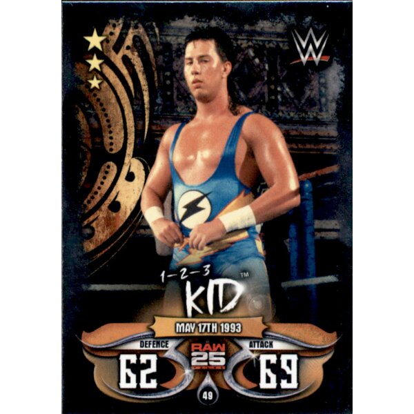 Karte 49 - 1-2-3 Kid - Raw 25 Years - WWE Slam Attax - LIVE