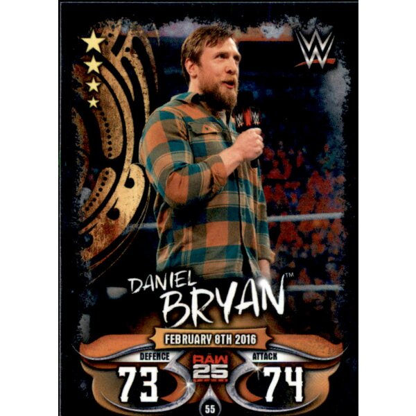 Karte 55 - Daniel Bryan - Raw 25 Years - WWE Slam Attax - LIVE