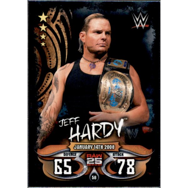 Karte 58 - Jeff Hardy - Raw 25 Years - WWE Slam Attax - LIVE