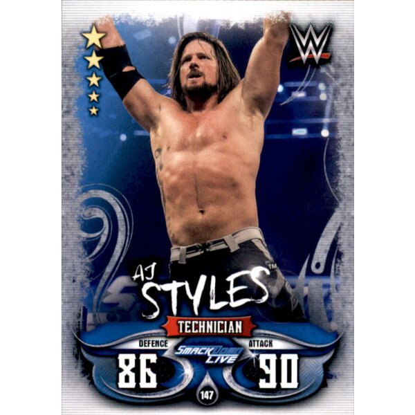 Karte 147 - Aj Styles - Smack Down Live - WWE Slam Attax - LIVE