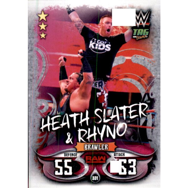 Karte 331 - Heath Slater & Rhyno - Tag Team - WWE Slam Attax - LIVE