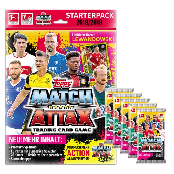 Topps Match Attax 2018/19 - 1 Starter + 5 Booster - Deutsch