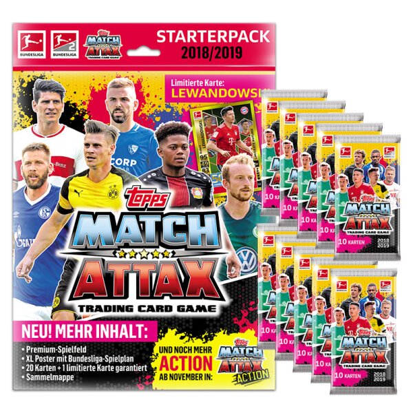 Topps Match Attax 2018/19 - 1 Starter + 10 Booster - Deutsch