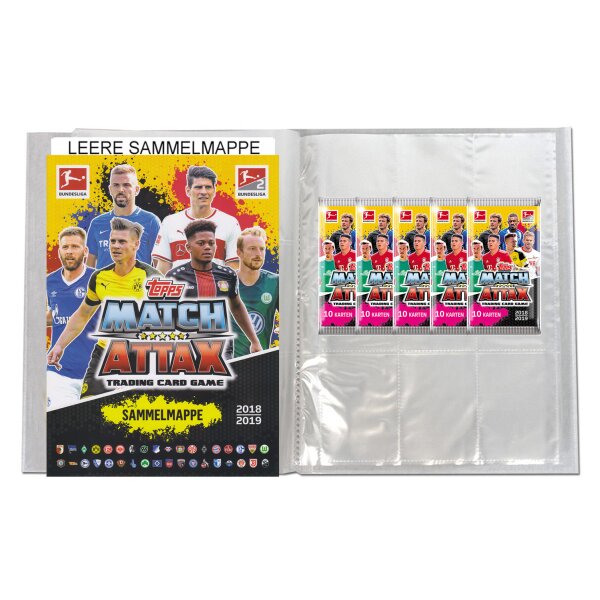 Topps Match Attax 2018/19 - Leere Sammelmappe + 5 Booster - Deutsch