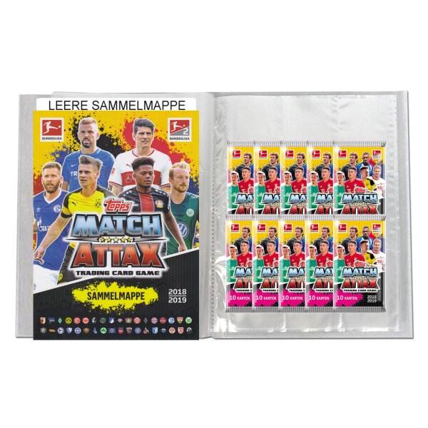 Topps Match Attax 2018/19 - Leere Sammelmappe + 10 Booster - Deutsch