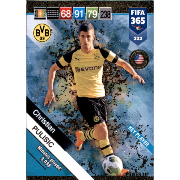 Fifa 365 Cards 2019 - 322 - Christian Pulisic - Key Players