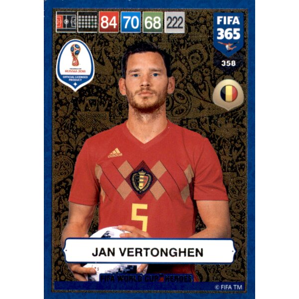 Fifa 365 Cards 2019 - 358 - Jan Vertonghen - FIFA World Cup Heroes