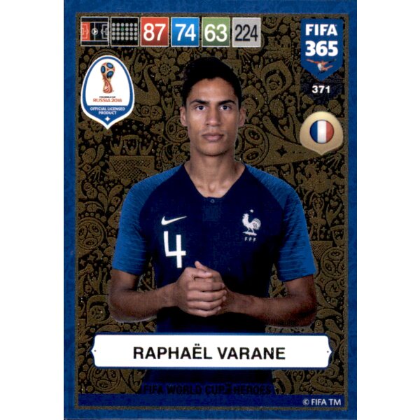 Fifa 365 Cards 2019 - 371 - Raphael Varane - FIFA World Cup Heroes