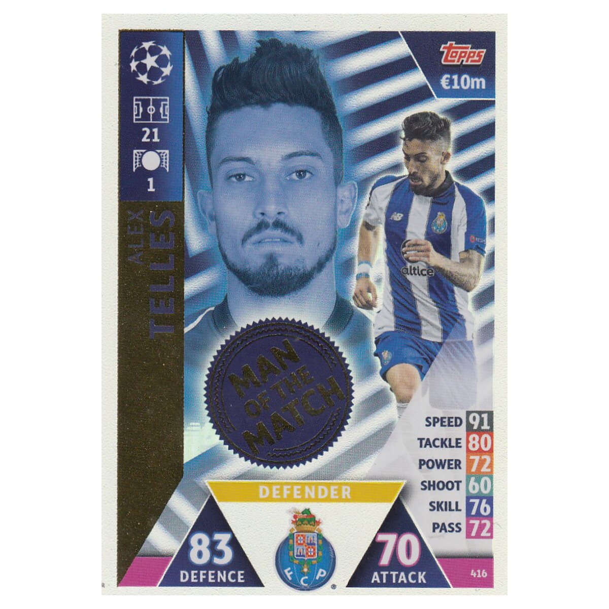 CL1819 - Karte 416 - Alex Telles - Man of the Match, 0,99