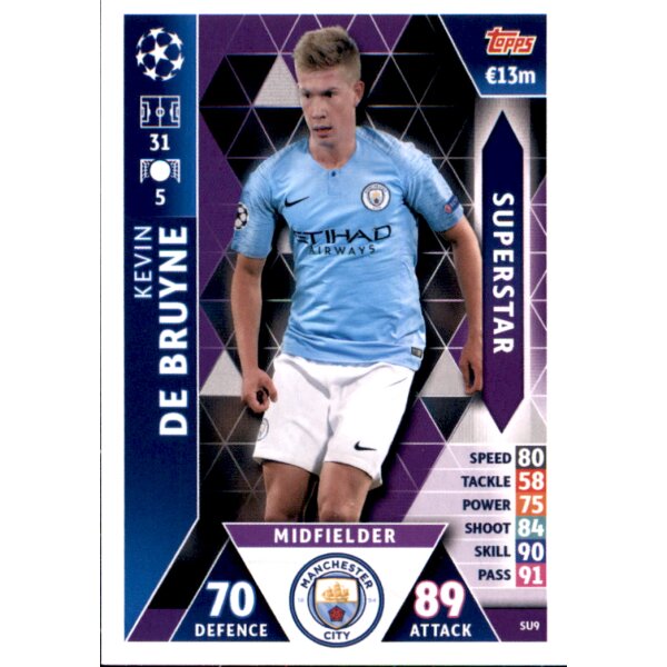 CL1819 - Karte SU9  - Kevin De Bruyne - Superstar