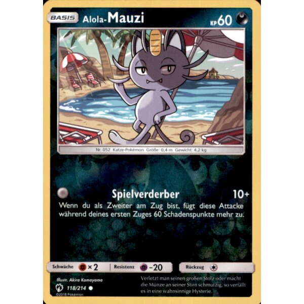 118/214 Alola-Mauzi  - Reverse Holo - Deutsch