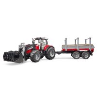 Bruder 2046 - Massey Ferguson 7480 mit Frontlader + Holztransportanh.