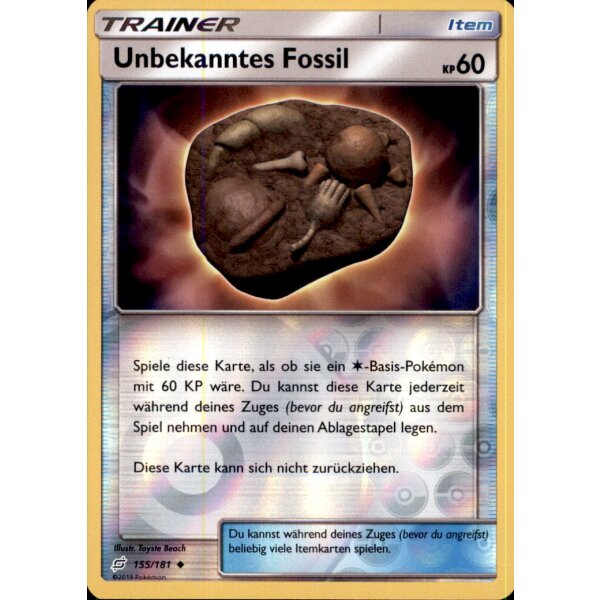 155/181 Unbekanntes Fossil - Reverse Holo - Deutsch