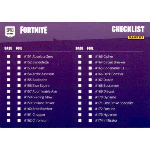 Fortnite Trading Card Nr. 98 - Checklist 4 - Common