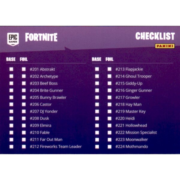 Fortnite Trading Card Nr. 99 - Checklist 5 - Common