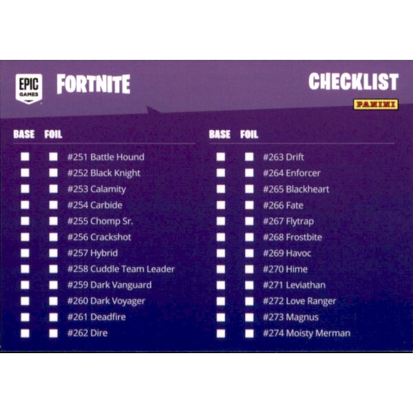 Fortnite Trading Card Nr. 100 - Checklist 6 - Common