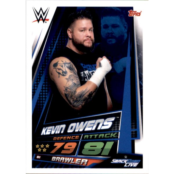 Karte 81 - Kevin Owens - Smackdown Life - WWE Slam Attax Universe