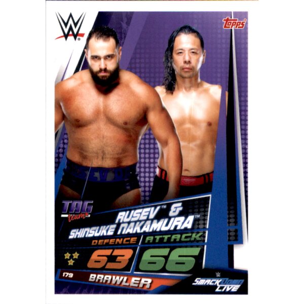 Karte 179 - Rusev & Shinsuke Nakamura  - TAG team - WWE Slam Attax Universe