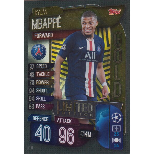 LE11 - Kylian Mbappe - Limitierte Karte - 2019/2020