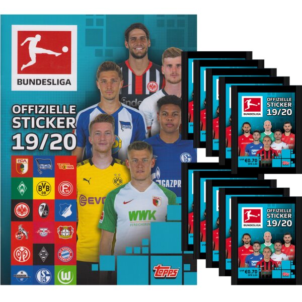 Topps Bundesliga Sammelsticker 2019/20 - 1 Album + 10 Tüten