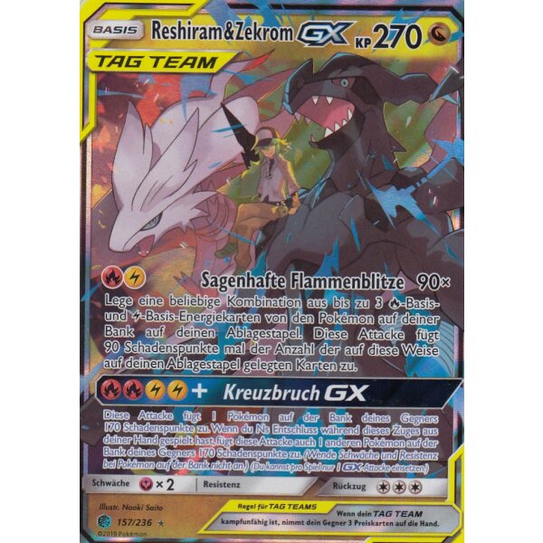 157/236 Reshiram & Zekrom GX - Welten im Wandel - Deutsch