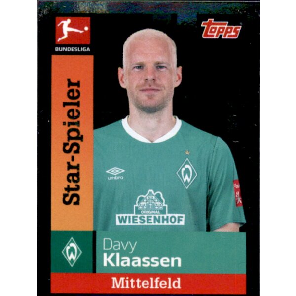 TOPPS Bundesliga 2019/2020 - Sticker 58 - Danny Klaassen - Star-Spieler